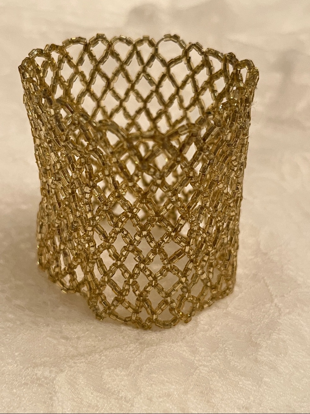 Gold Mesh Bead Cuff Bracelet